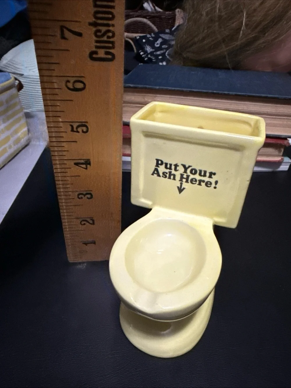 Vintage Yellow Ceramic Toilet Ashtray - Novelty Home Bath Accent